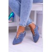 Boty na podpatku modré barvy