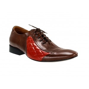 Pánské kožené společenské boty hnědo-červené