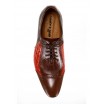 Pánské kožené společenské boty hnědo-červené ID: 572
