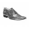 Pánské kožené extravagantní boty stříbrné