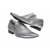 Pánské kožené extravagantní boty stříbrné