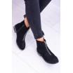 Černé kotníkové boty s krystalky na podpatku a trendy zipem