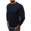 Modrý pánsky štríkovaný sveter na zimu 