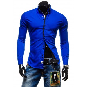 Moderní pánska košile sýto-modré farby BOLF