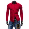 Pánské košile oblekové červené barvy s dlouhým rukávem BOLF