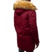 Pánská dlouhá zimní bunda v bordó barvě na zip