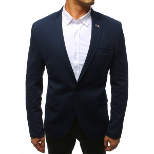 Elegantní pánské sako s kapsou v modré barvě