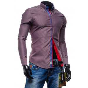 Elegantní pánská košile fialovej farby s dlhým rukávom vzorovaná