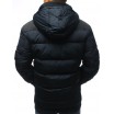 Pánská tmavě-modrá zimní bunda s kapucí a módním zapínáním