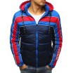 Tmavě-modrá zimní prošívaná bunda pro pány na zip s trendy designem
