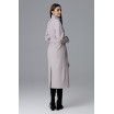 Béžový dámský dlouhý kabát na zimu se stojáčkem a zapínáním na druky