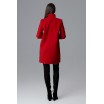 Červený dámský kabát s dvouřadým zapínáním na stříbrné druky
