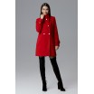 Červený dámský kabát s dvouřadým zapínáním na stříbrné druky