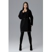 Módní černý dámský zimní kabát oversize sakového střihu