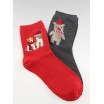 Dámské vánoční ponožky červené a šedé barvy