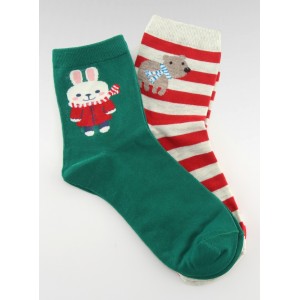 Originální dámské ponožky ve vánočních barvách s dětským motivem