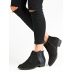 Černé dámské kotníkové boty s bočním zipem a třpytivým pásem
