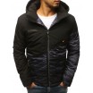 Černá krátká pánská zimní bunda s kombinací dvou barev a kapucí
