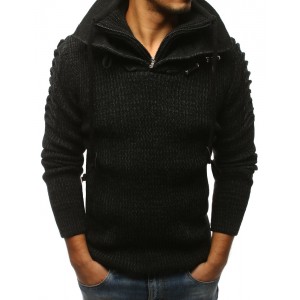Černý svetr s vysokým límcem pro pány