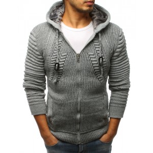 Pánský svetr s kapucí šedé barvy