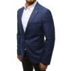 Moderní pánské modré slim sako s decentním károvaným vzorem