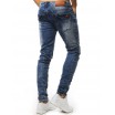 Pánské světle-modré jeansy s dírami na kolenou a trendy prešúchaním