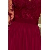 Plesové šaty s dlouhým rukávem vínové barvy