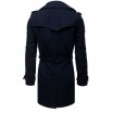Stylový pánský kabát tmavě-modré barvy na dvouřadé zapínání