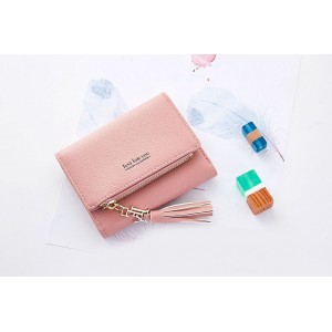 Elegantní malá dámská růžová peněženka s ozdobným střapcem