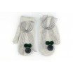 Šedé dámské rukavice na zimu zdobené pomponi a mašlí