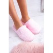 Růžové dámské chlupaté pantofle na doma