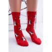 Dámské červené vánoční ponožky s motivem tučňáků