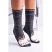Vánoční ponožky v šedé barvě se vzorem sovičky