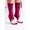 Červené dámské ponožky s vánočním motivem sovy