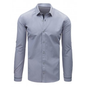 Pánská společenská košile šedé barvy s dlouhým rukávem