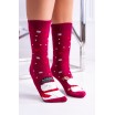 Vánoční dámské ponožky v červené barvě se sněhulákem