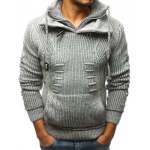 Šedý pánský pletený svetr na zimu