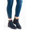Tmavě modré dámské kotníkové boty na podzim s trendy boční gumou