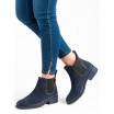 Tmavě modré dámské kotníkové boty na podzim s trendy boční gumou