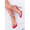 Stylové dámské sandály na vysokém podpatku v červené barvě
