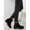 Černé dámské semišové boty na zimu s ozdobným vybíjením